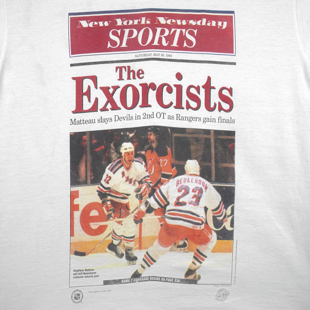 NHL - New York Rangers The Exorcists Front Pages T-Shirt 1994 Large Vintage Retro Hockey