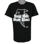 NFL (Salem) - Atlanta Falcons Real Men Wear Black T-Shirt 1990 Large Vintage Retro Football