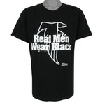 NFL (Salem) - Atlanta Falcons Real Men Wear Black T-Shirt 1990 Large Vintage Retro Football