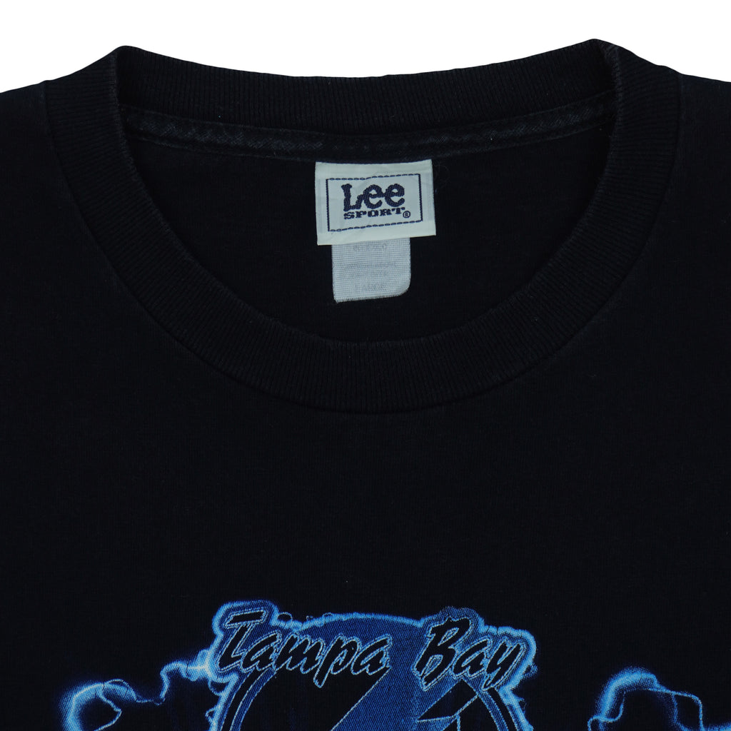 NHL (Lee Sport) - Tampa Bay Lightning Silver Season T-Shirt 2004 Large Vintage Retro Hockey