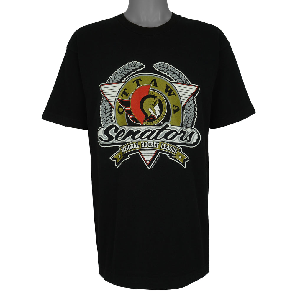 NHL (Fruit Of The Loom) - Ottawa Senators Single Stitch T-Shirt 1991 Large Vintage Retro Hockey