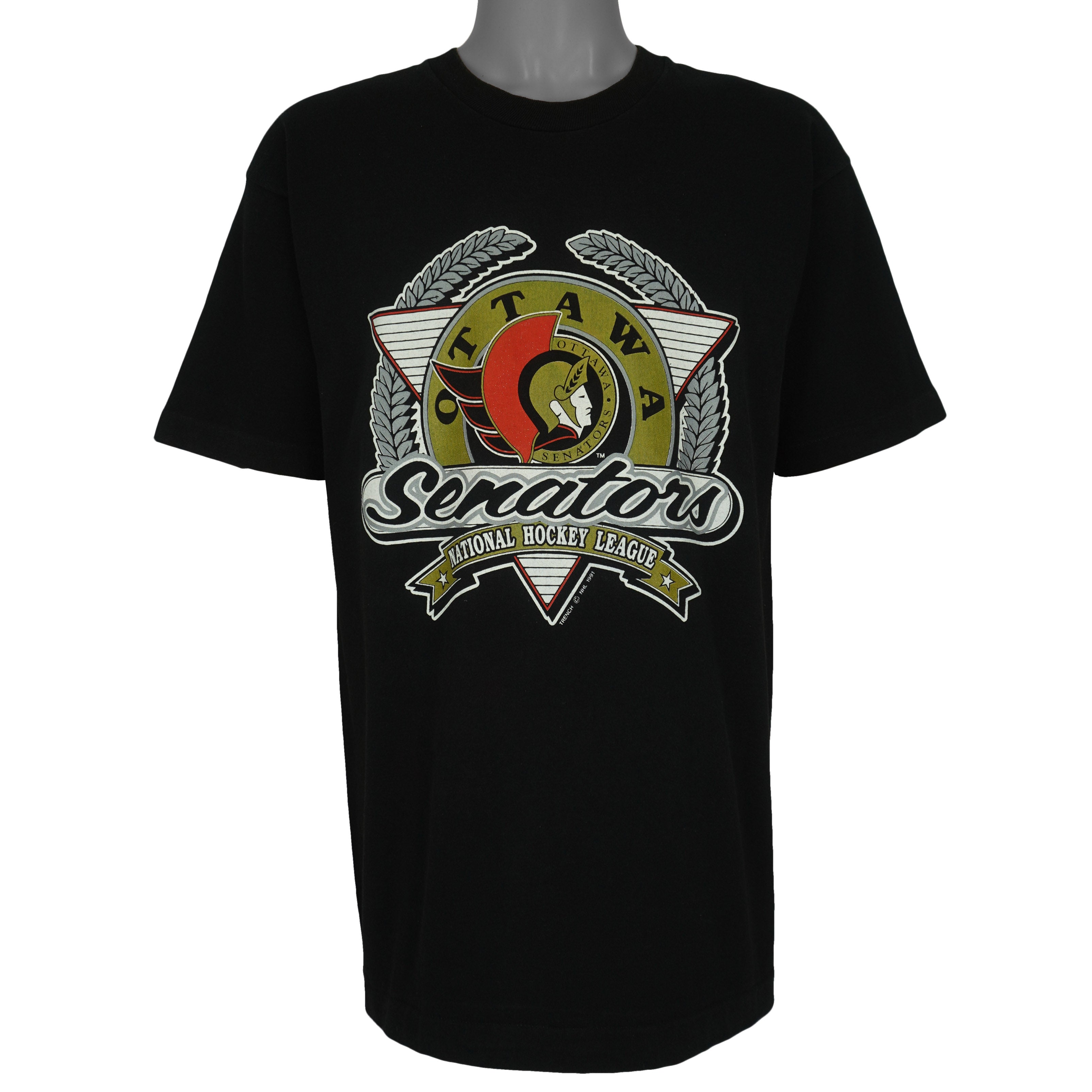 NHL (Fruit Of The Loom) - Ottawa Senators Single Stitch T-Shirt 1991 Large Vintage Retro Hockey