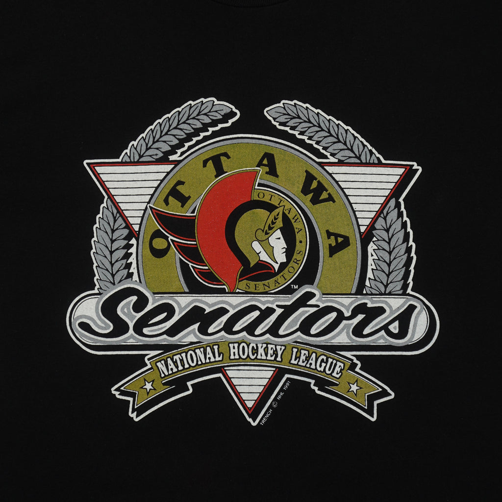 NHL (Fruit Of The Loom) - Ottawa Senators Single Stitch T-Shirt 1991 Large Vintage Retro Hockey