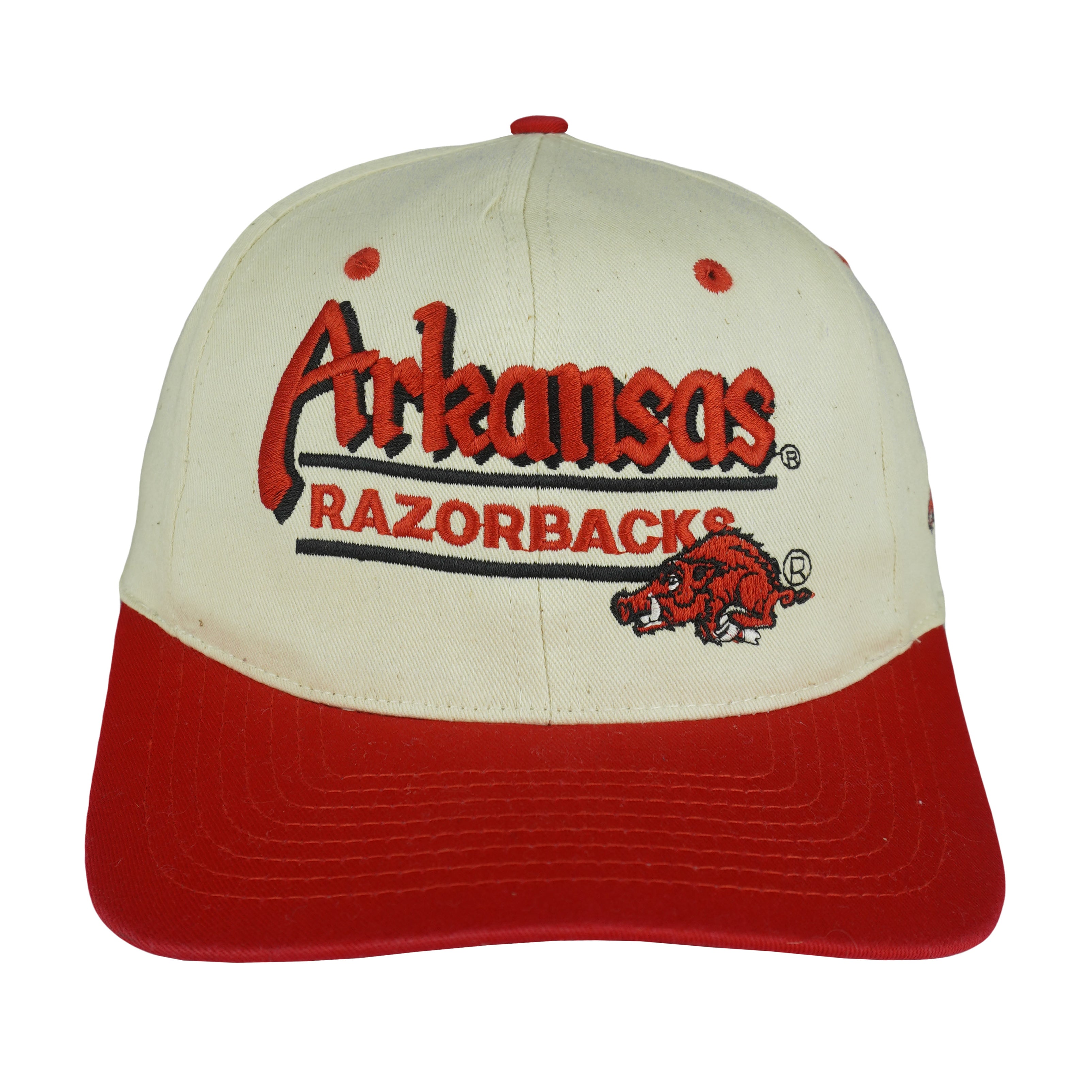 NCAA - Arkansas Razorbacks Snapback Hat 1990s OSFA Vintage Retro