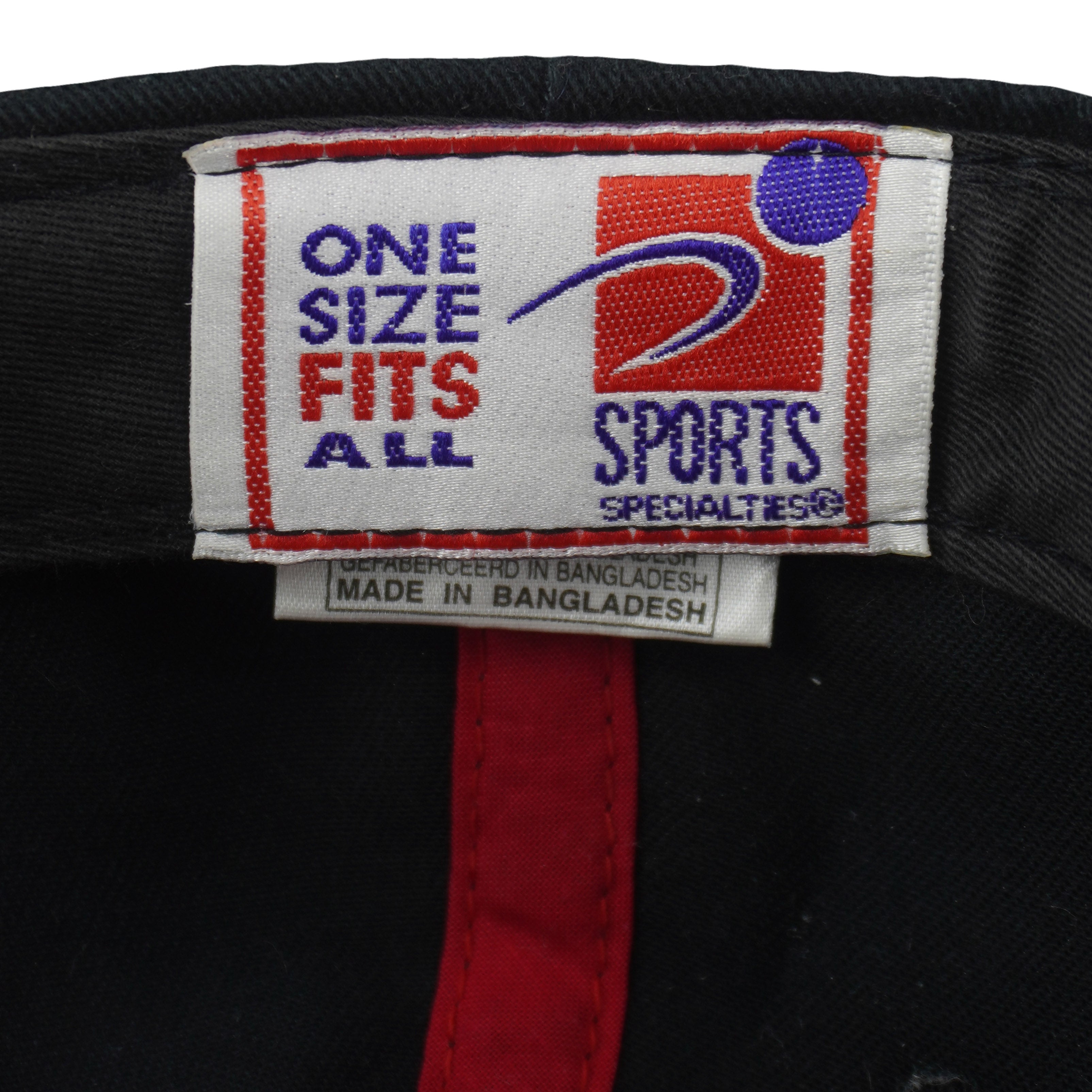 Sports Specialties One Size Fits All label inside the cap