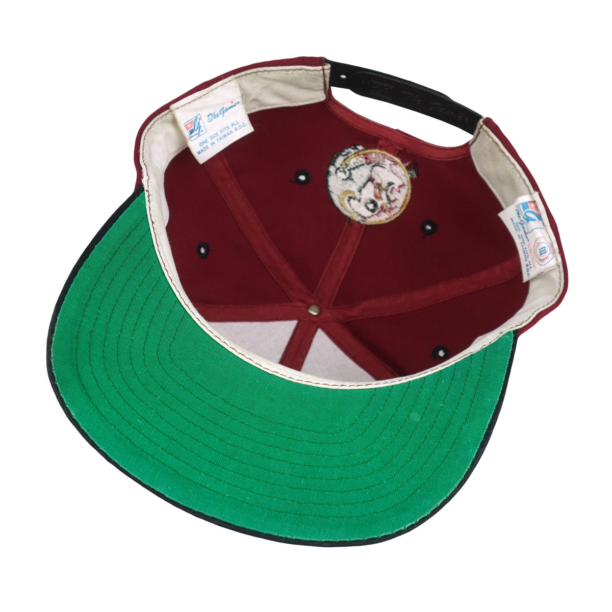 Vintage NCAA (The Game) - Florida State University Snapback Hat 1990s OSFA in black and red and yellow