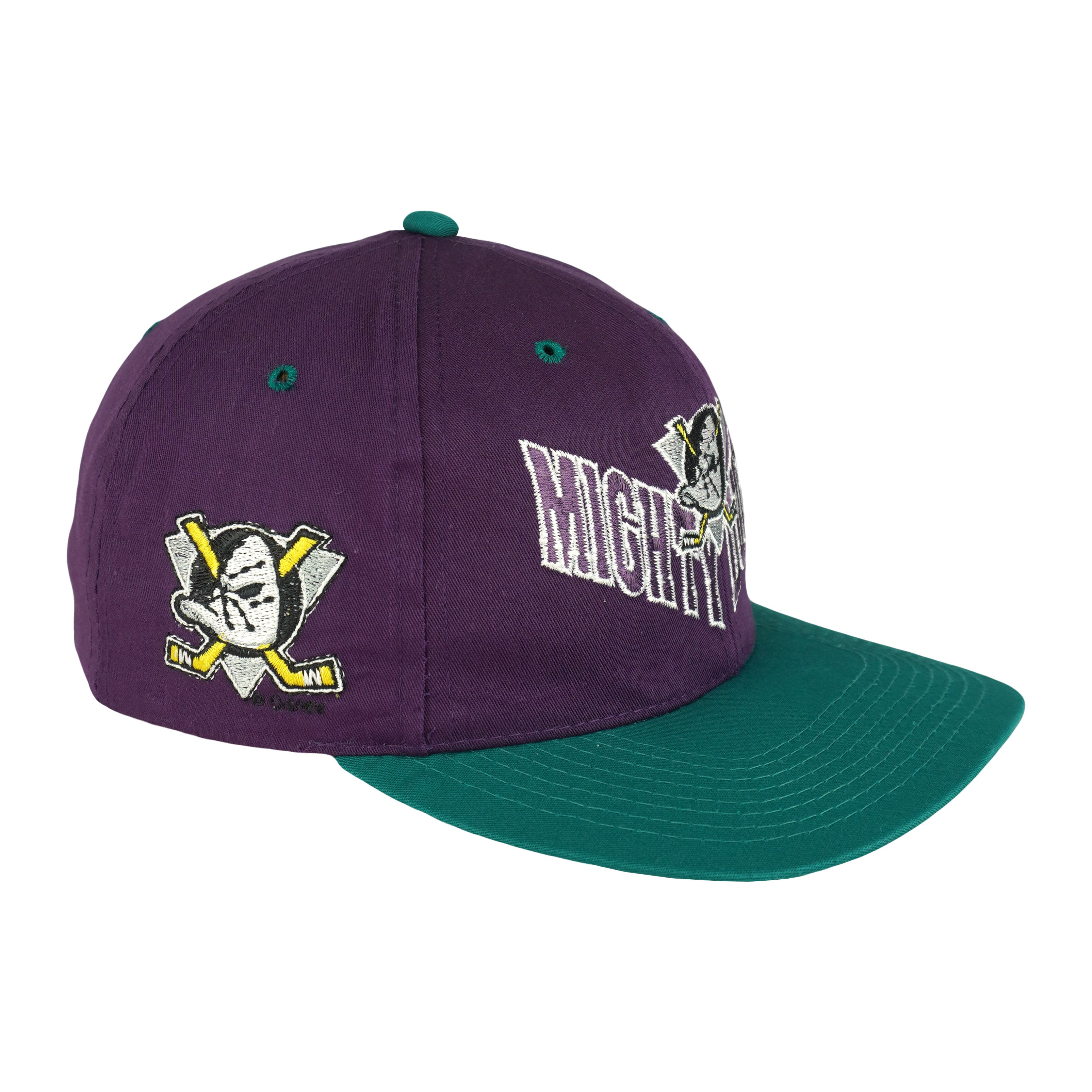 NHL (Annco) - Mighty Ducks Embroidered Snapback Hat 1990s OSFA Vintage Retro Hockey
