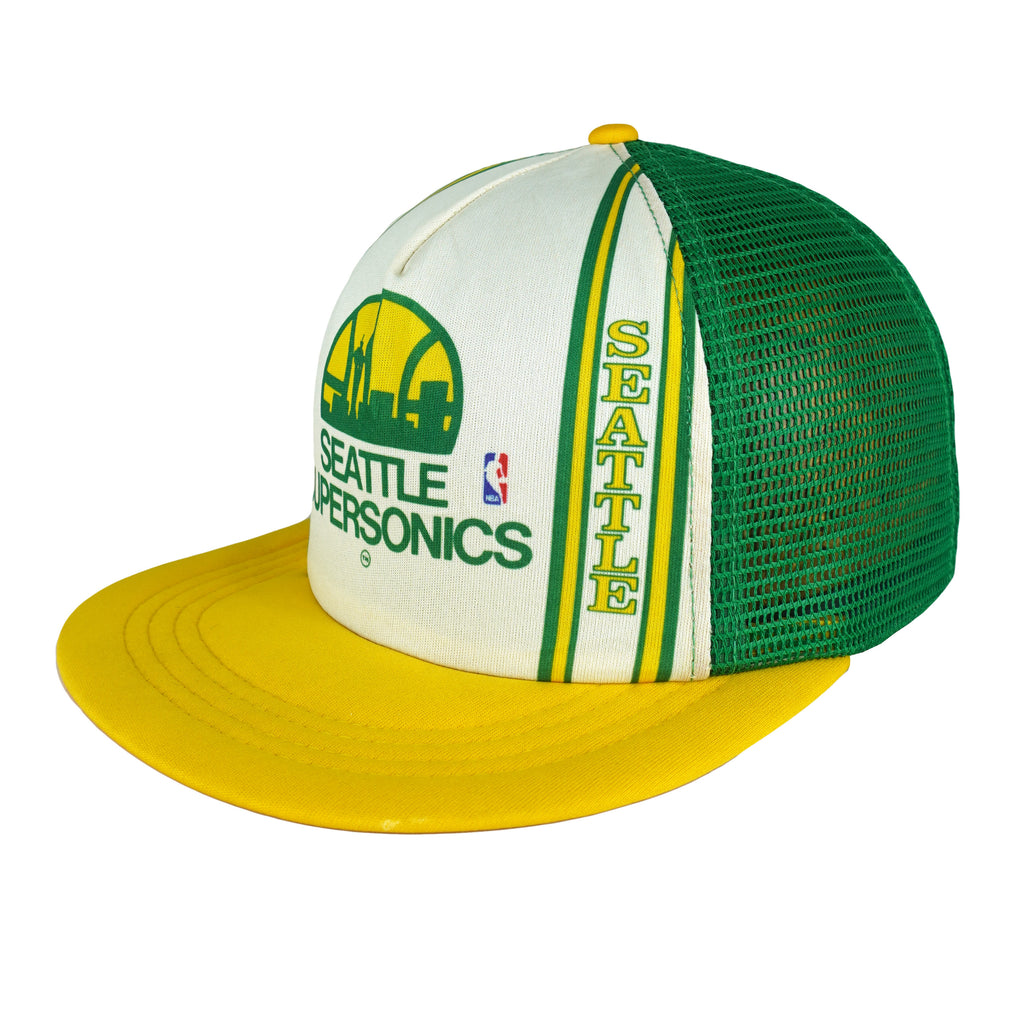 NBA - Seattle SuperSonics Mesh Snapback Hat 1990s OSFA Vintage Retro Basketball