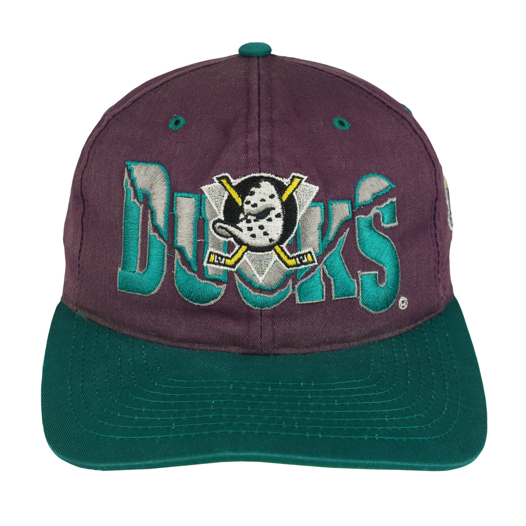 NHL - Mighty Ducks Embroidered Snapback Hat 1990s OSFA Vintage Retro Hockey