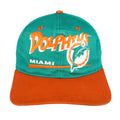 Green Dolphins hat with orange brim and embroidered front logo