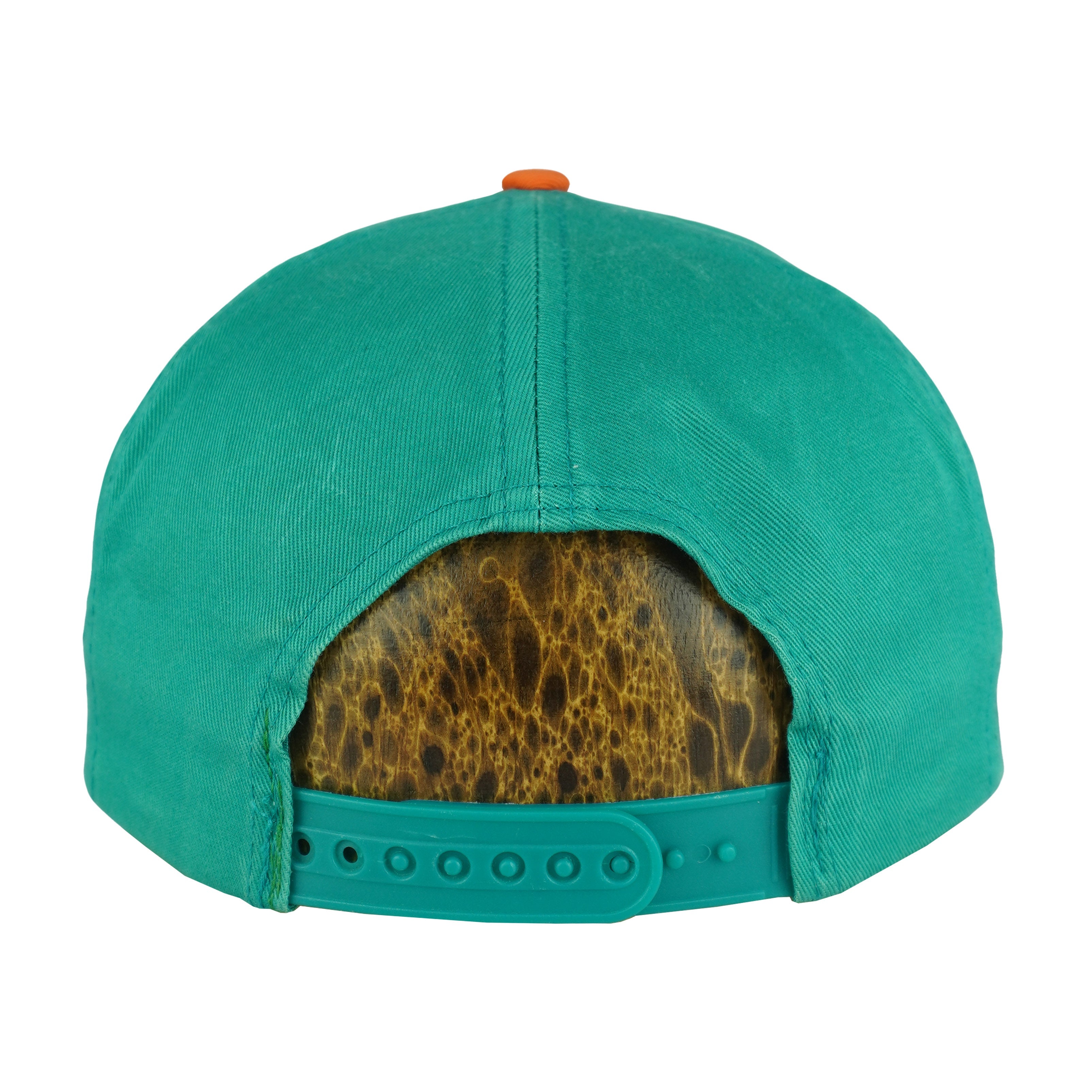 Plain green rear of the Dolphins hat with a green snapback closure