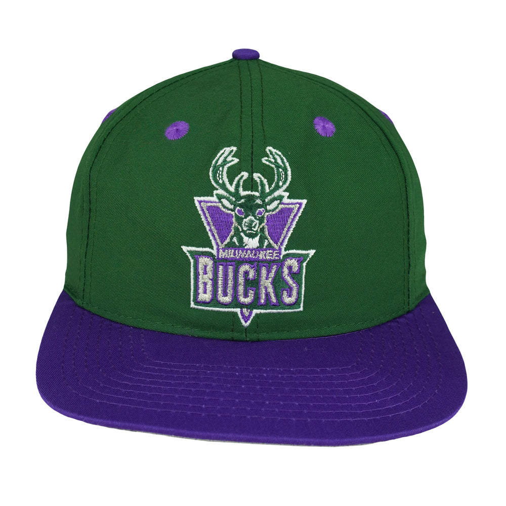 NBA (Logo 7) - Milwaukee Bucks Embroidered Snapback Hat 1990s OSFA Vintage Retro Basketball