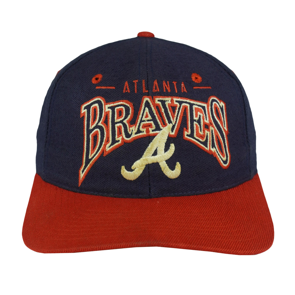 MLB (The Game) - Atlanta Braves Spell-Out Snapback Hat 1990s OSFA Vintage Retro Baseball