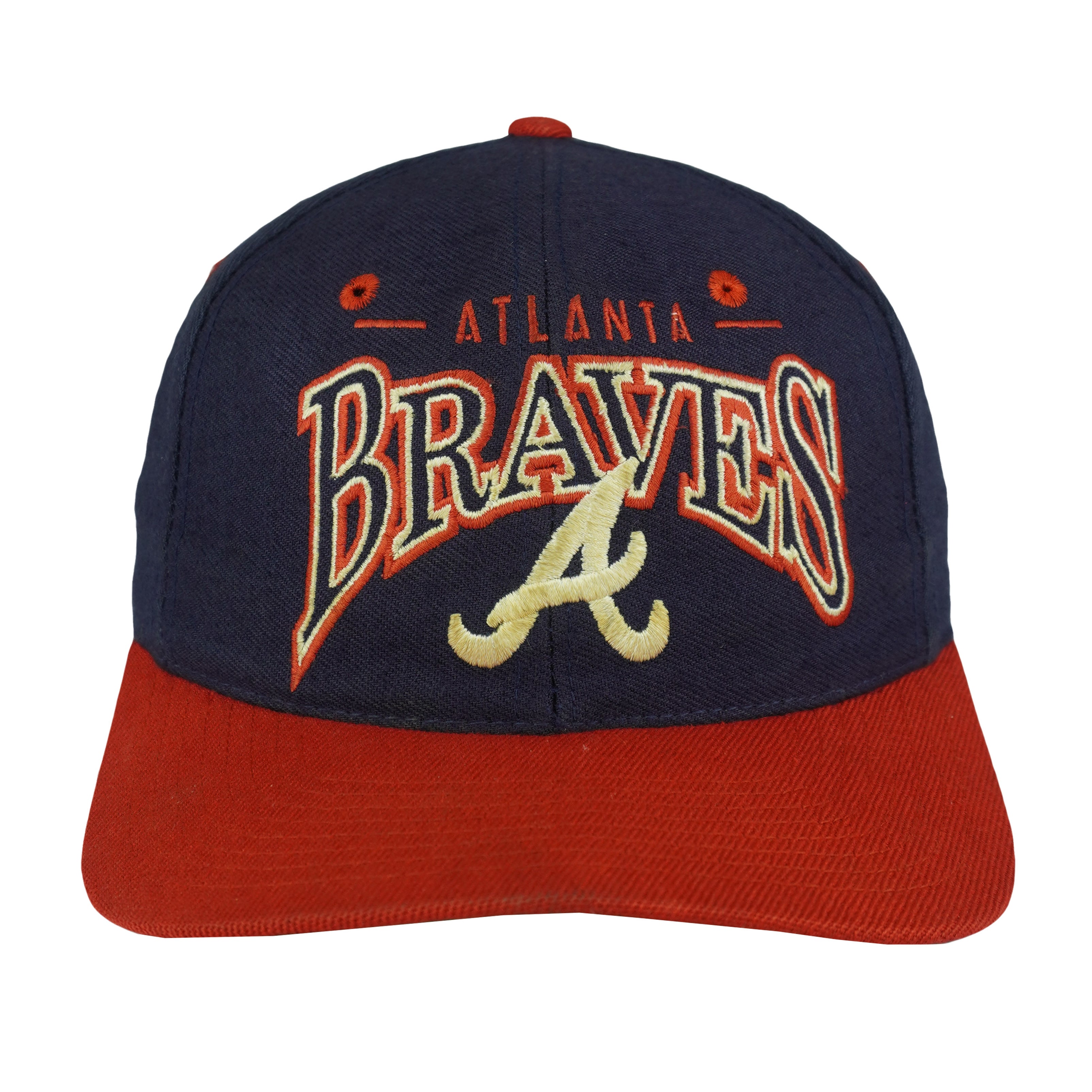 MLB (The Game) - Atlanta Braves Spell-Out Snapback Hat 1990s OSFA Vintage Retro Baseball