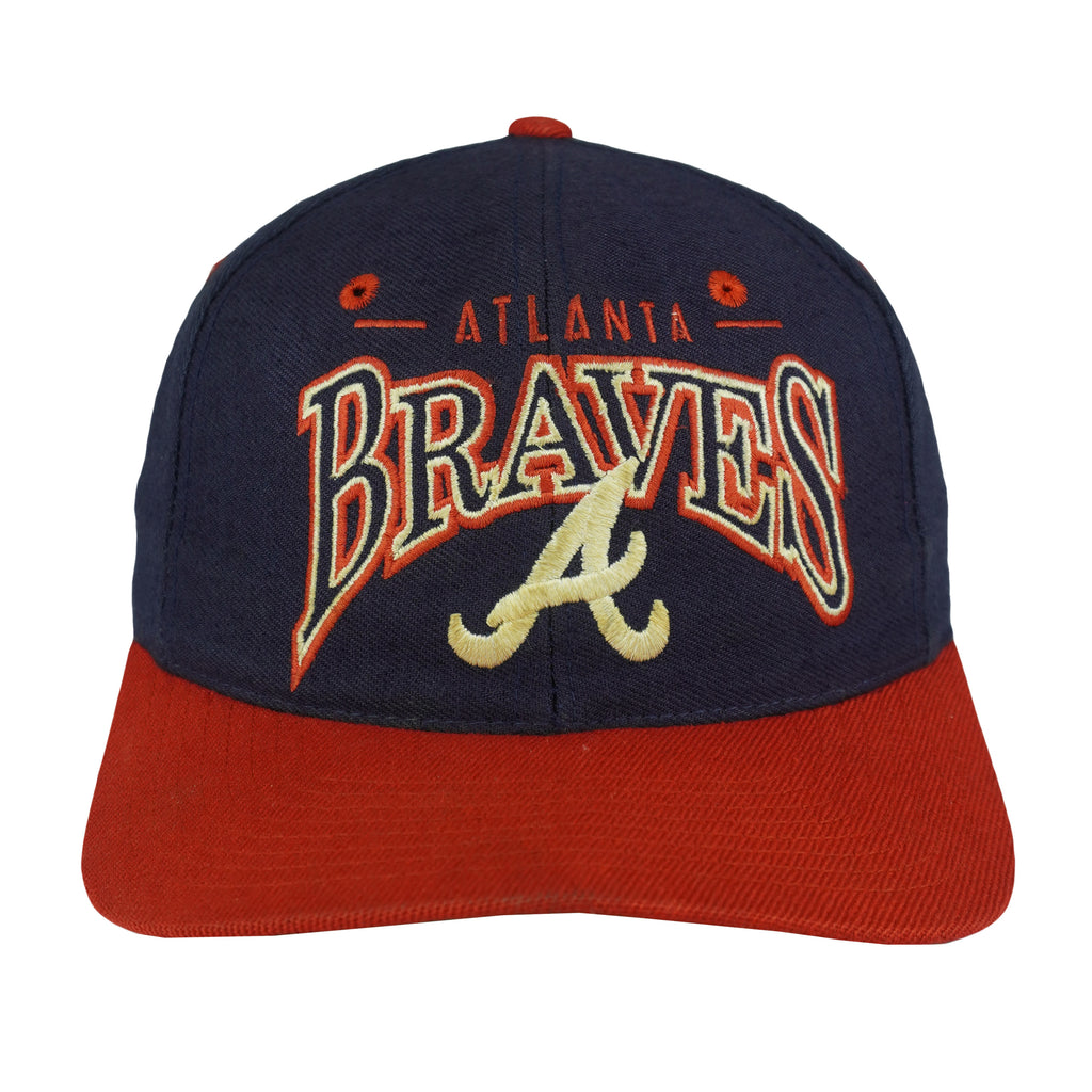 MLB (The Game) - Atlanta Braves Spell-Out Snapback Hat 1990s OSFA Vintage Retro Baseball