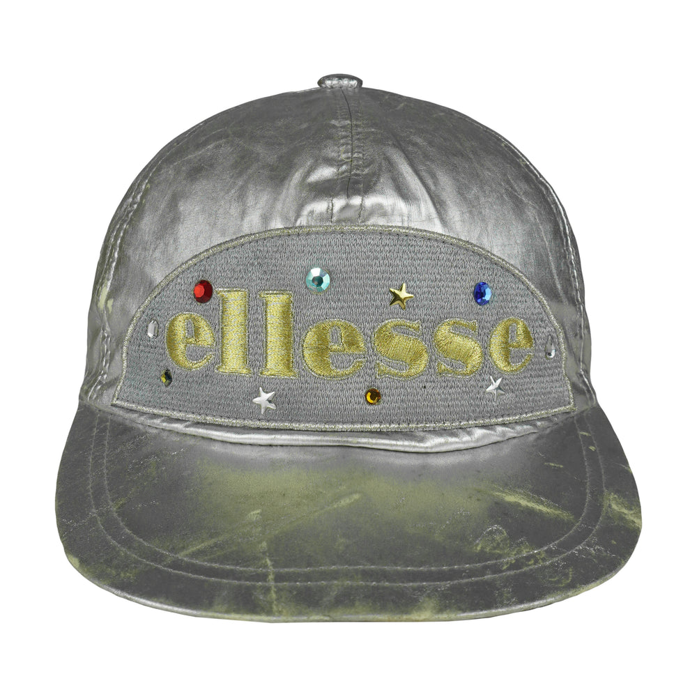 Vintage (Ellesse) - Metallic Silver Jewel Strapback Hat 1990s OSFA Vintage Retro