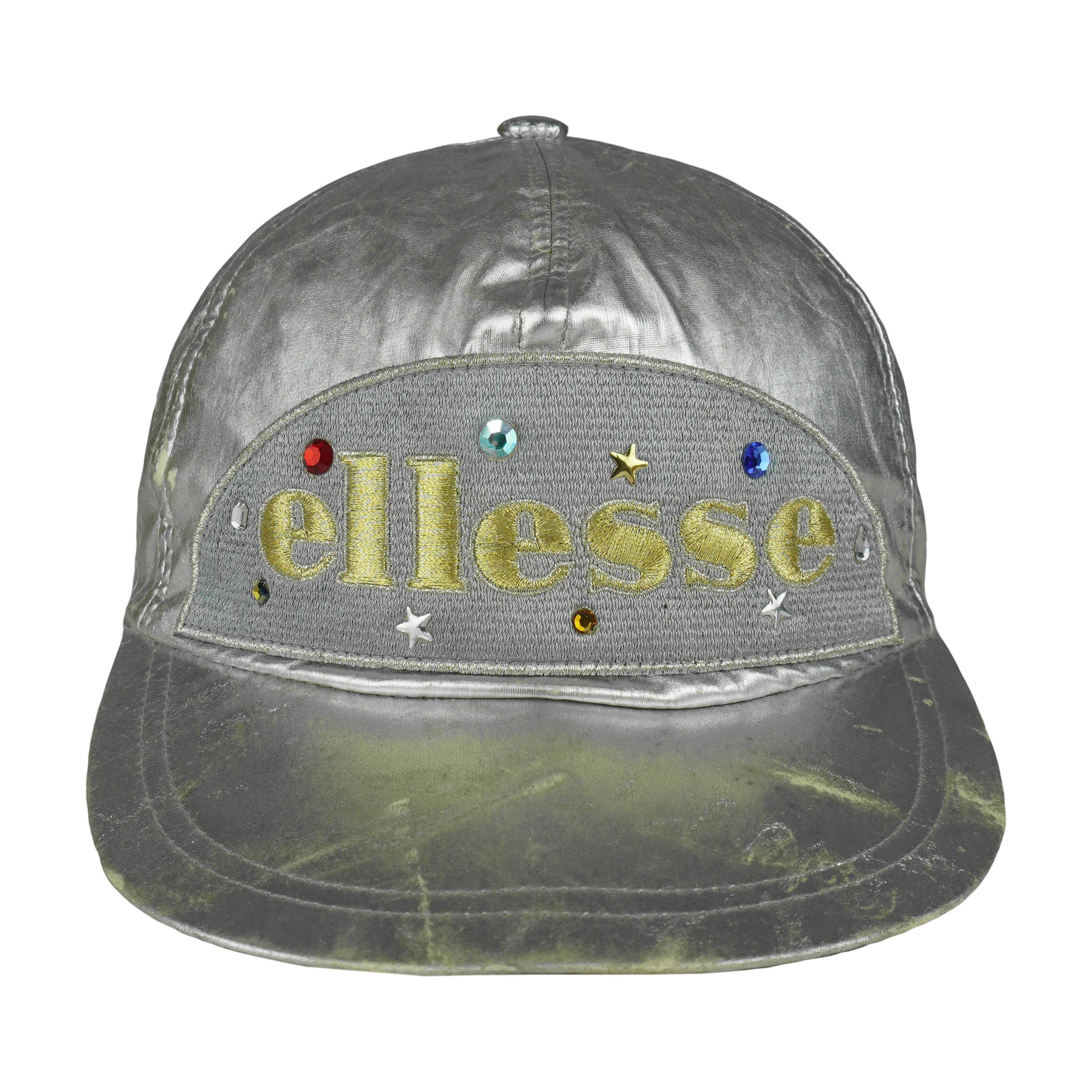 Vintage (Ellesse) - Metallic Silver Jewel Strapback Hat 1990s OSFA Vintage Retro