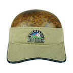 Khaki Rockies visor with embroidered mountain and baseball logo