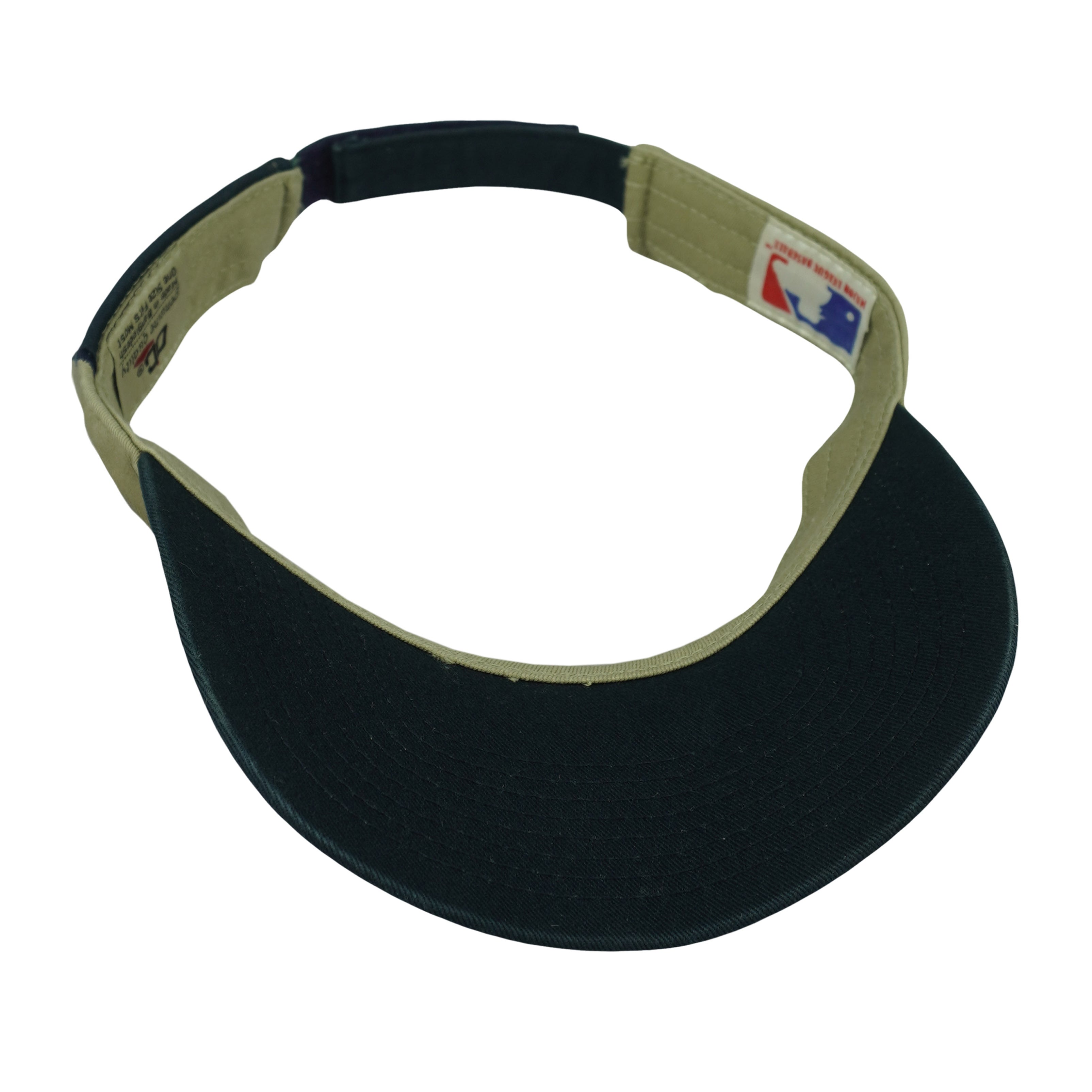 Interior sweatband and dark underside of the visor brim