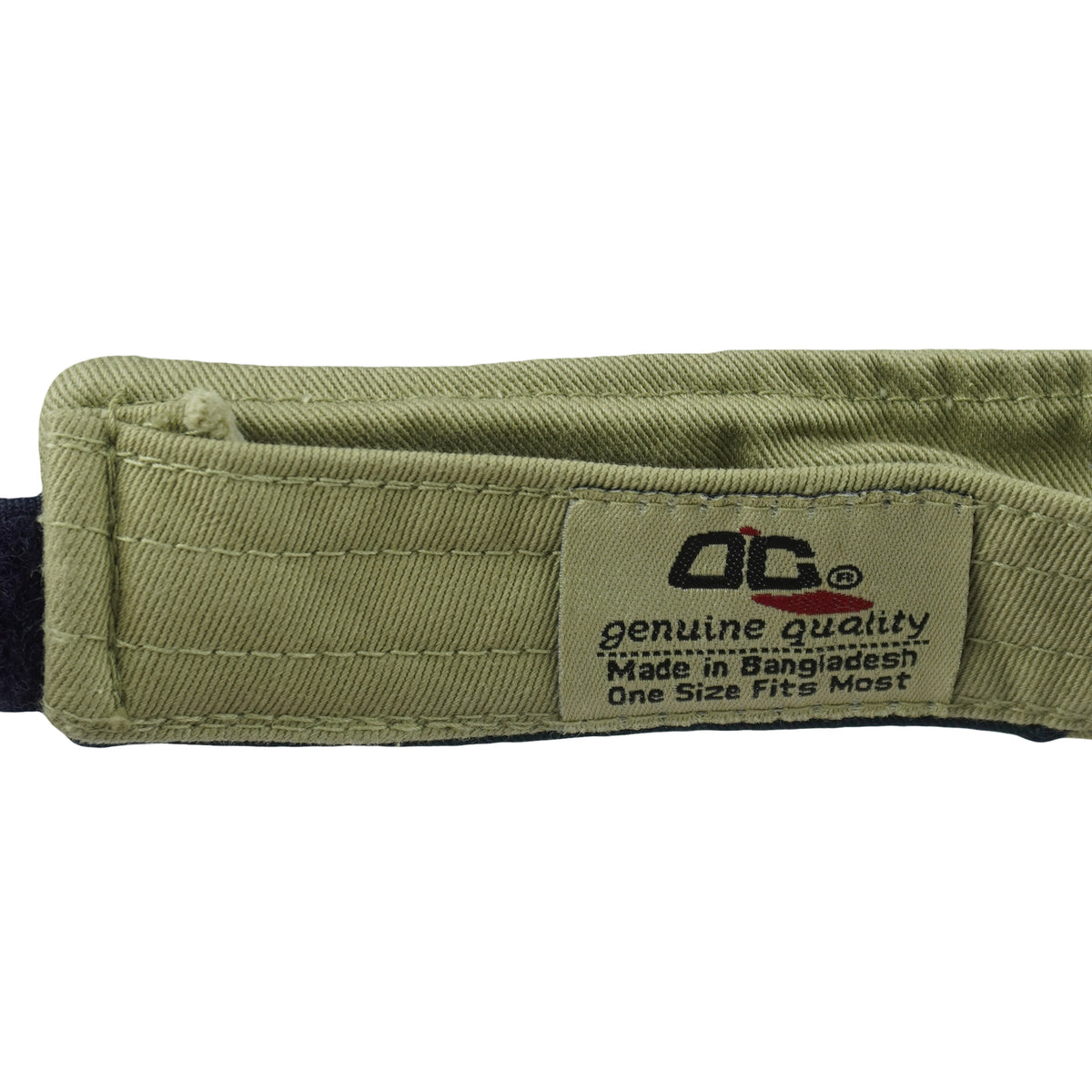 OG maker label stating One Size Fits Most inside the visor
