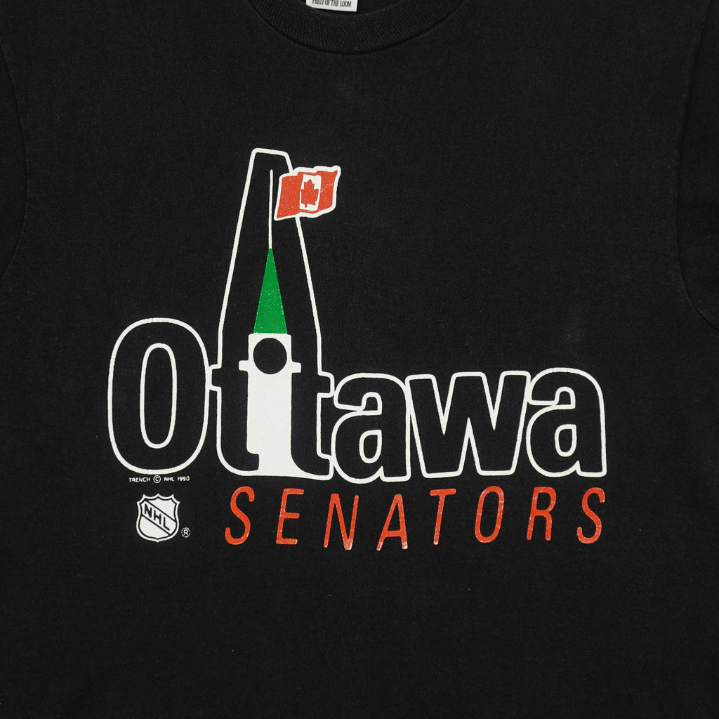 NHL (Fruit Of The Loom) - Ottawa Senators Single Stitch T-Shirt 1990 Large Vintage Retro Hockey
