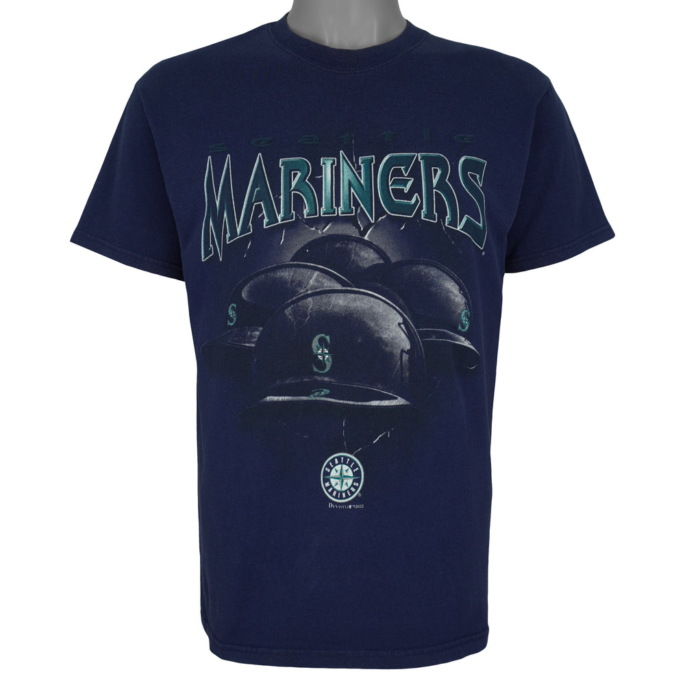 MLB (True Fan) - Seattle Mariners Helmet T-Shirt 2002 Medium Vintage Retro Baseball