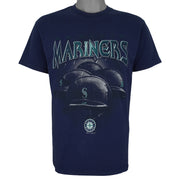 MLB (True Fan) - Seattle Mariners Helmet T-Shirt 2002 Medium Vintage Retro Baseball