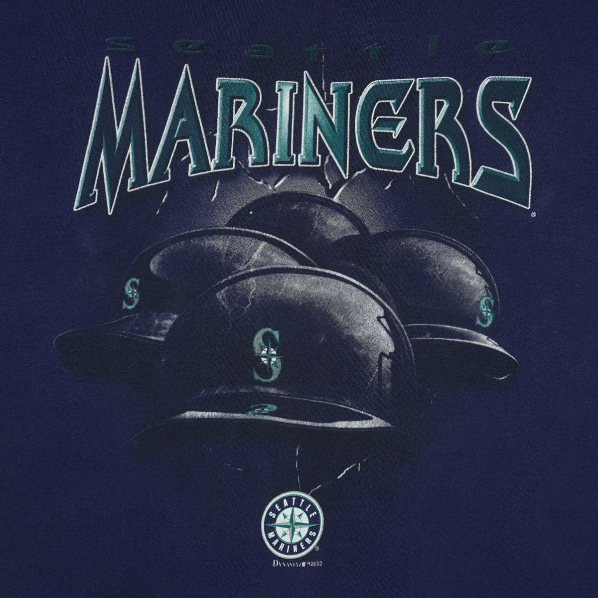 MLB (True Fan) - Seattle Mariners Helmet T-Shirt 2002 Medium Vintage Retro Baseball