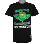 Vintage NBA (Logo 7) - Seattle SuperSonics Basketball Club T-Shirt 1991 Medium in black