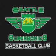 Vintage NBA (Logo 7) - Seattle SuperSonics Basketball Club T-Shirt 1991 Medium in black