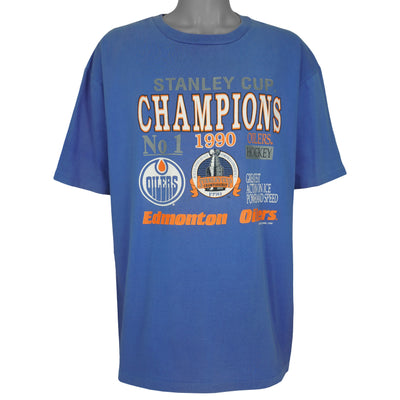 NHL (Waves) - Edmonton Oilers Stanley Cup Champions T-Shirt 1990 X-Large