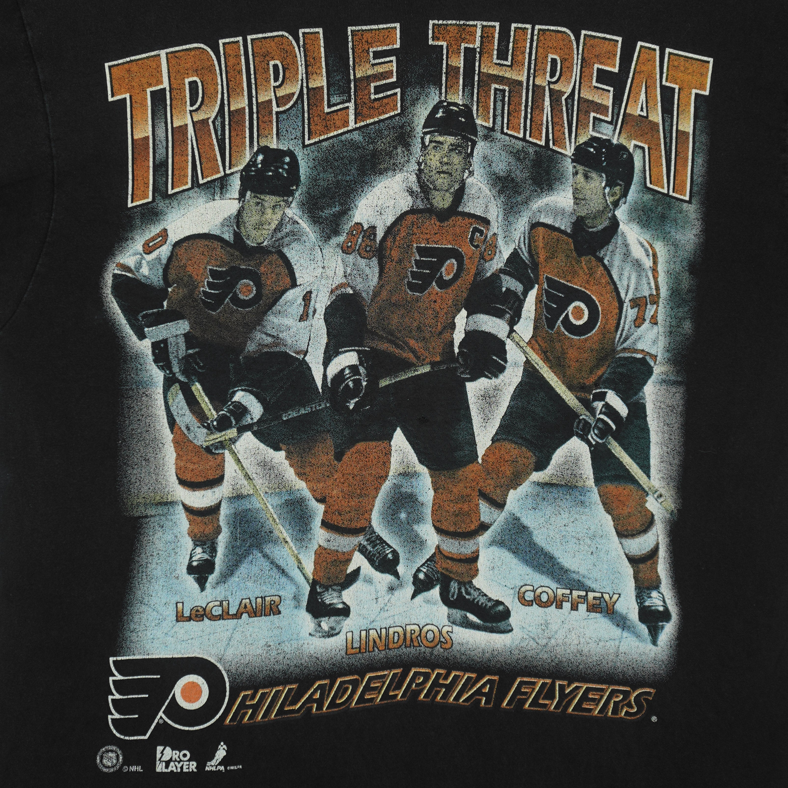 NHL - Philadelphia Flyers Triple Threat T-Shirt 1990s Large Vintage Retro Hockey