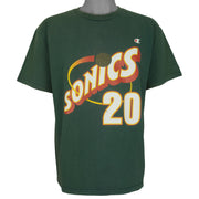 Vintage Champion (NBA) - Seattle SuperSonics Gary Payton No. 20 T-Shirt 1990s Large in green