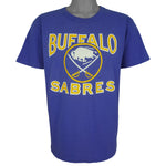 Starter (NHL) - Blue Buffalo Sabres Big Logo T-Shirt 1980s Medium