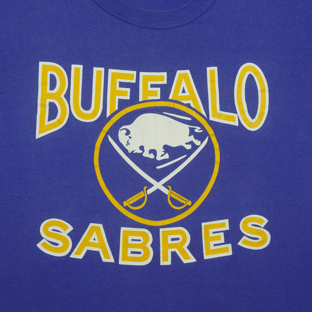 Starter (NHL) - Blue Buffalo Bills Big Logo T-Shirt 1990s X-Large Vintage Retro Hockey