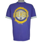 MLB (Sunburst) - Milwaukee Brewers Roll Up Sleeves T-Shirt 1993 Large Vintage Retro Baseball