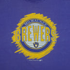 MLB (Sunburst) - Milwaukee Brewers Roll Up Sleeves T-Shirt 1993 Large Vintage Retro Baseball