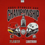 NHL - Calgary Flames Vs Tampa Bay Lightning Stanley Cup T-Shirt 2004 Medium Vintage Retro Hockey