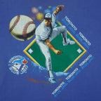 MLB - Toronto Blue Jays Pitcher Single Stitch T-Shirt 1991 Large Vintage Retro Baseball