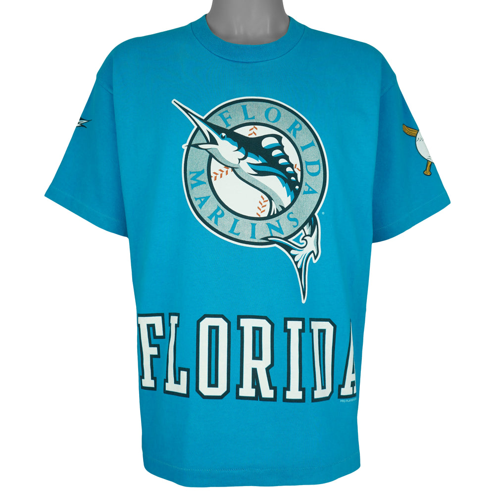 MLB (Pro Player) - Florida Marlins Big Logo T-Shirt 1997 Large Vintage Retro Baseball