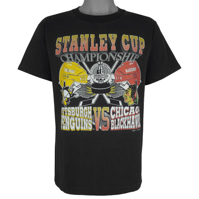 NHL (Tultex) - Stanley Cup Penguins Vs Blackhawks T-Shirt 1992 Medium