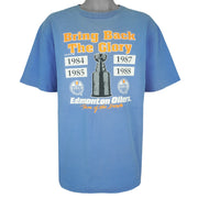 NHL (Waves) - Edmonton Oilers Team Of The Decade Stanley Cup T-Shirt 1990 Large Vintage Retro Hockey