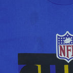 Light mark visible on the blue front fabric