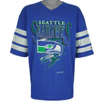 NFL (Logo 7) - Seattle Seahawks Big Logo Football Jersey 1994 X-Large Vintage Retro Football