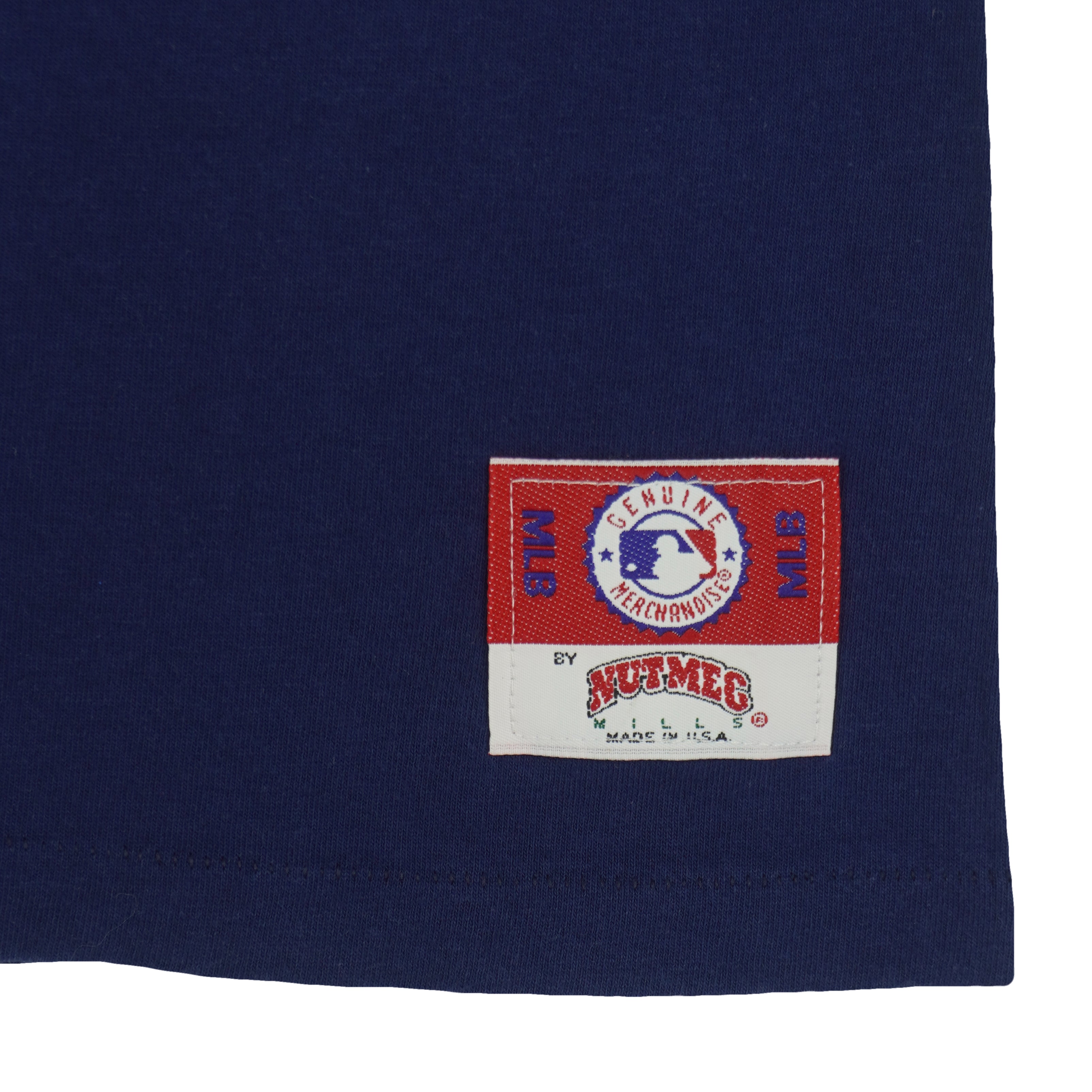 MLB (Nutmeg) - Blue New York Yankees T-Shirt 1990s Large Vintage Retro Baseball
