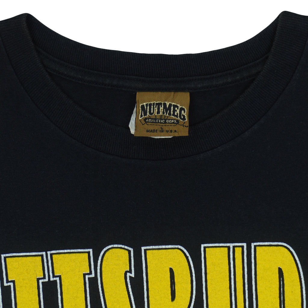 MLB (Nutmeg) - Pittsburgh Pirates Big Logo T-Shirt 1991 Large Vintage Retro Baseball