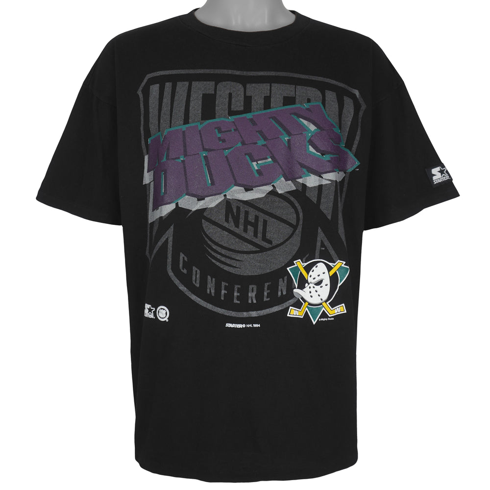 Starter (NHL) - Anaheim Mighty Ducks Western Conference T-Shirt 1994 Large Vintage Retro Hockey