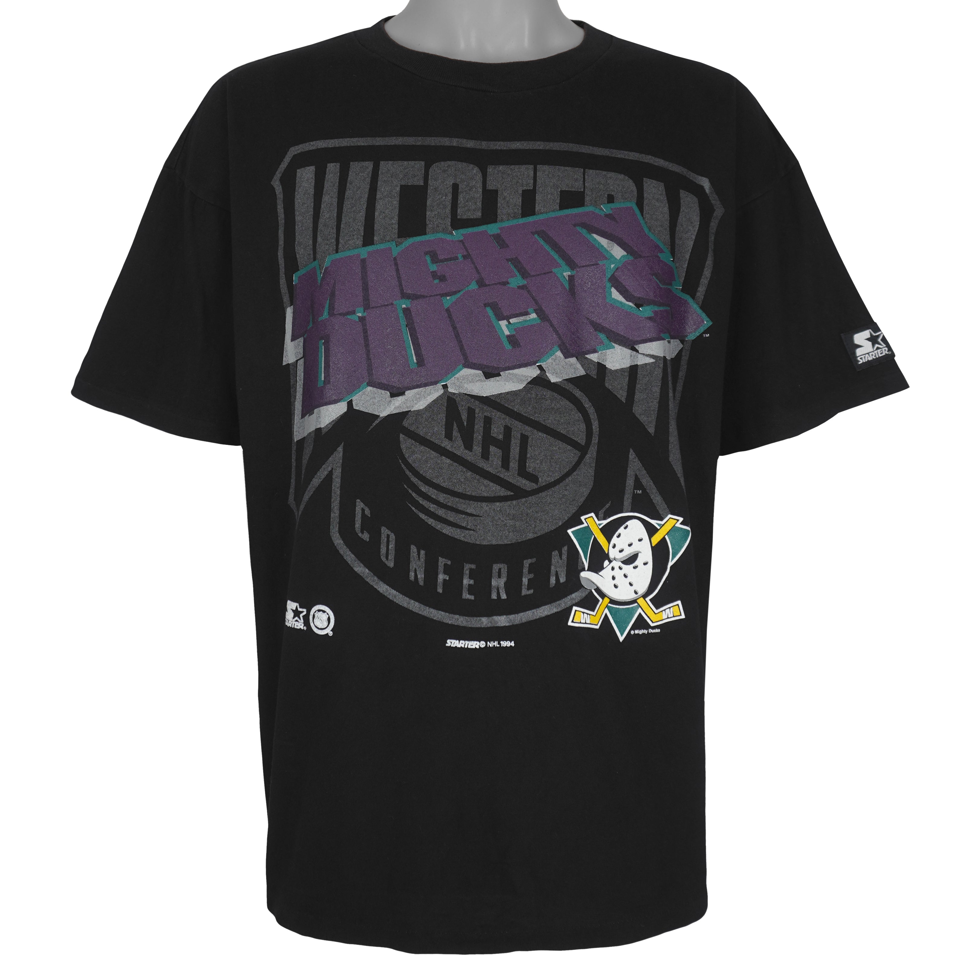 Starter (NHL) - Anaheim Mighty Ducks Western Conference T-Shirt 1994 Large Vintage Retro Hockey