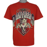 NHL (Hanes) - Florida Panthers Big Logo T-Shirt 1990s Medium Vintage Retro Hockey