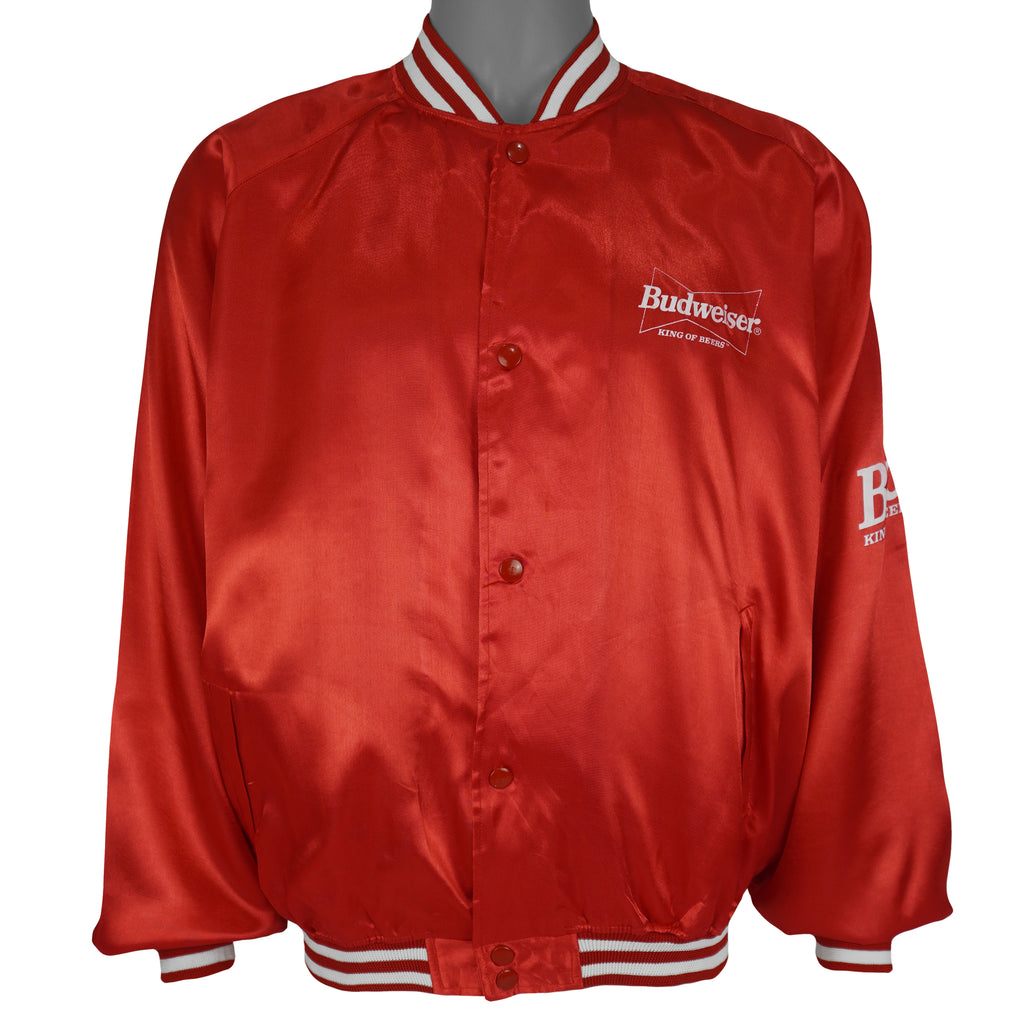Budweiser - King Of Beers Button-Up Satin Jacket 1980s Medium Vintage Retro